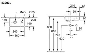 Villeroy & Boch 43003L01 - Lavabo sospeso AVENTO 36 x 22 cm ceramica/bianco