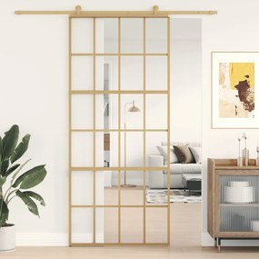 Porta Scorrevole Dorata 90x205 Vetro Trasparente Esg Alluminio /