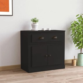 Credenza Nera 70x35,5x67,5 Cm İn Legno Multistrato /