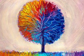 Stampa su tela – Albero acquerello colorato