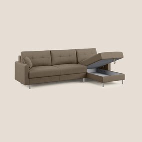 Megan divano letto angolare in microfibra smacchiabile T11 marrone