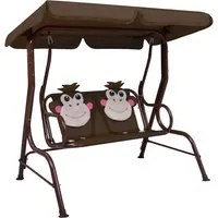 Dondolo a Panchina per Bambini Marrone 115x75x110 cm in Tessuto 48097