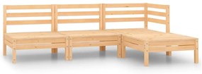 Set Salotto da Giardino 4 pz in Legno Massello di Pino