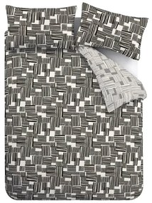 Set copripiumino e federa nero e grigio per letto matrimoniale 200x200 cm Blocks – Catherine Lansfield