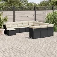 Set Divani da Giardino 12 pz con Cuscini Nero in Polyrattancod mxl 111554