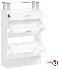 vidaXL Scarpiera Bianco Lucido 63x24x104 cm in Legno Multistrato