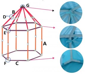 Casa turchese con tettoia - tenda da gioco per bambini