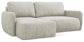 Divano angolare color crema allungabile/con contenitore (con penisola a sinistra/con chaise lounge) con rivestimento in ciniglia Lilo – Makamii