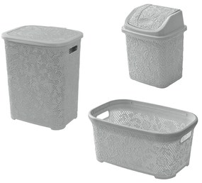 Set Accessori Da Bagno 3 Pezzi Feridras "Flower" Grigio