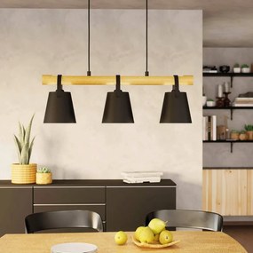 Lampadario Industriale Boyle nero paralume bianco 3x E27 EGLO