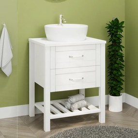 Kamalu - Mobile bagno a terra 60 cm stile classico bianco opaco | LAC-THALASSA-60