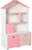 Libreria Scaffale Portagiochi per Cameretta 80x34x130 cm Rosa