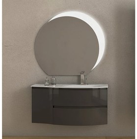 Struttura pensile da bagno Vague 1 cassetto 1 anta grigio antracite lucido L 34 x H 55 x P 40 cm