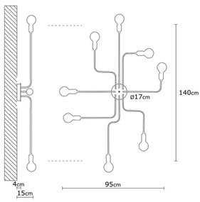 Lampadario da parete TRUVA 8xE27/40W/230V