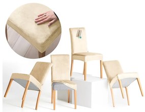 Set di coprisedia beige con rivestimento elastico per sedie 4 pz 48 cm Sento – Restilo