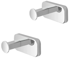 Set 2 appendini portasciugamani in acciaio inox cromo con doppio fissaggio Cubik