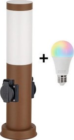 Brilagi - Lampada da esterno LED RGBW con 2 prese, 1xE27/15W/230V, 40 cm, IP44, marrone