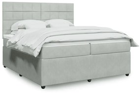 Giroletto a molle con materasso grigio chiaro 200x200cm velluto