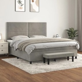 Giroletto A Molle Con Materasso Grigio Chiaro 160x200cm Velluto /