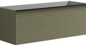 Mobile da bagno sospeso sotto lavabo L 120 x H 40 x P 45.5 cm verde laccato opaco, 2 cassetti Pixel stripes