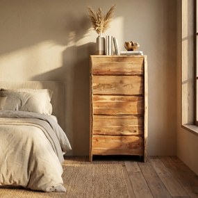 ROUGHT - cassettiera con 5 cassetti in legno
