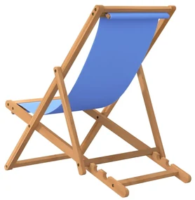 Sedia a sdraio in legno di teak 56x105x96 cm blu