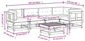 Set Divani da Giardino 6pz con Cuscini Legno Impregnato di Pino