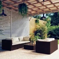 Set Divani da Giardino 6 pz con Cuscini in Polyrattan Marrone cod mxl 40827