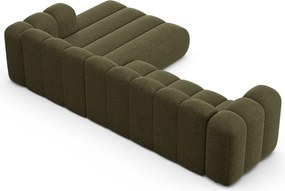 Divano angolare verde (con penisola a destra/con chaise lounge) con rivestimento in ciniglia Lupine – Micadoni
