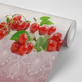 Carta da parati – Ciliegie su texture interessante