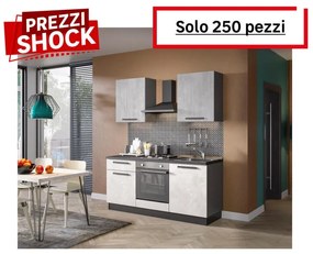 Cucina attrezzata Dora con elettrodomestici e cappa Camino bianco e grigio L 180 cm