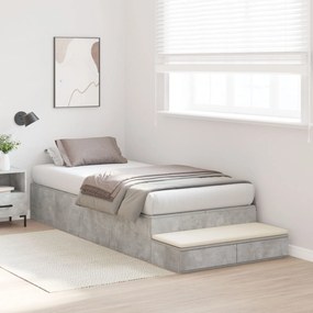 Letto contenitore  grigio cemento legno ingegnerizzato