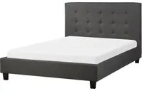 Letto imbottito tessuto grigio scuro rete a doghe testiera trapuntata 140 x 200 cm