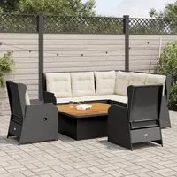 Set Mobili da Giardino 6 pz con Cuscini in Polyrattan Nero 3262611