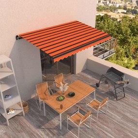 Tenda Da Sole Retrattile Manuale 450x350 Cm Arancione E Marrone /