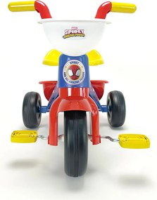 Triciclo a Pedali Primi Passi per Bambini 3 Ruote e Vano Contenitore Marvel Spidey Blu e Rosso...