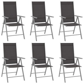 Set mobili da pranzo per giardino 7 pz alluminio argento e nero