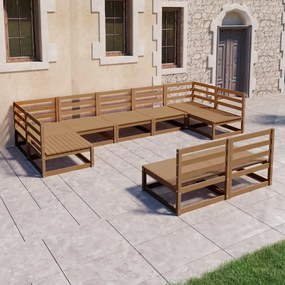 Set divani da giardino 9 pz in legno massello di pino