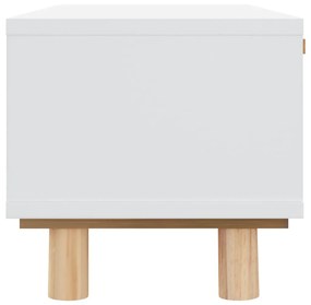 Tavolino bianco 80x40x30cm legno multistrato e massello di pino