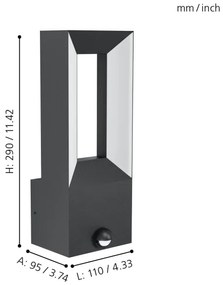 Eglo 98726 - Lampada LED da esterno con sensore RIFORANO 2xLED/5W/230V IP44