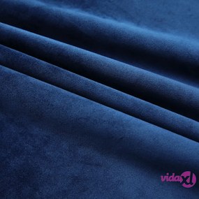 vidaXL Tende Oscuranti con Ganci 2 pz Blu Scuro in Velluto 140x175 cm