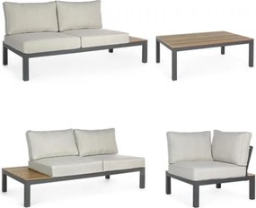 Salotto Angolare Da Esterno In Alluminio Con Doghe E Tavolino Elias Antracite Bizzotto