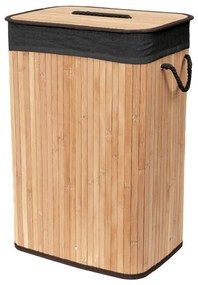 Cesta per il bucato nera/di colore naturale in bambù 78 l Bamboo – Compactor