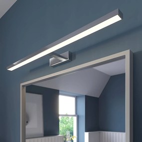 Lindby Luce per specchio a LED Jukka, 90 cm, cromo, metallo, IP44