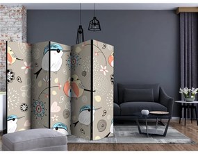 Paravento Natural pattern with birds II [Room Dividers]