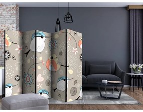 Paravento  Natural pattern with birds II [Room Dividers]  Colore colorful, Dimensioni e Misure 225x172