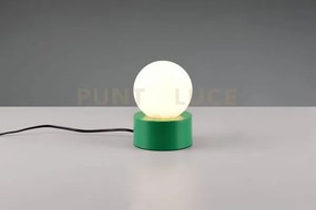 Countess lampada da tavolo base in metallo verde con vetro bianco a...