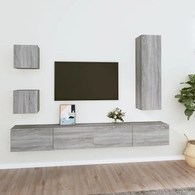 Set Di Mobili Porta Tv 5 Pz Grigio Sonoma İn Legno Multistrato /