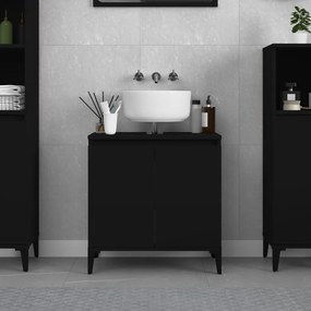 Mobile Lavabo Nero 58x33x60 Cm İn Legno Multistrato /