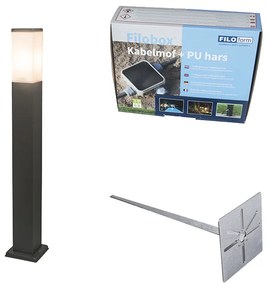 Lampada da esterno antracite 80 cm IP44 - Malios con picchetto da terra e pressacavo